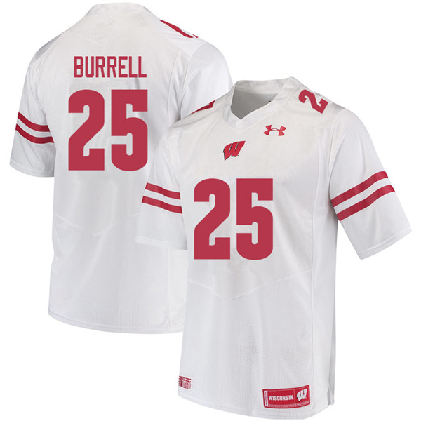 Men #25 Eric Burrell Wisconsin Badgers College Football Jerseys Sale-White - Click Image to Close